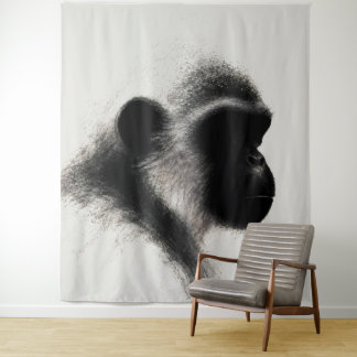 Silent Observer Primate Charcoal Study Tapestry