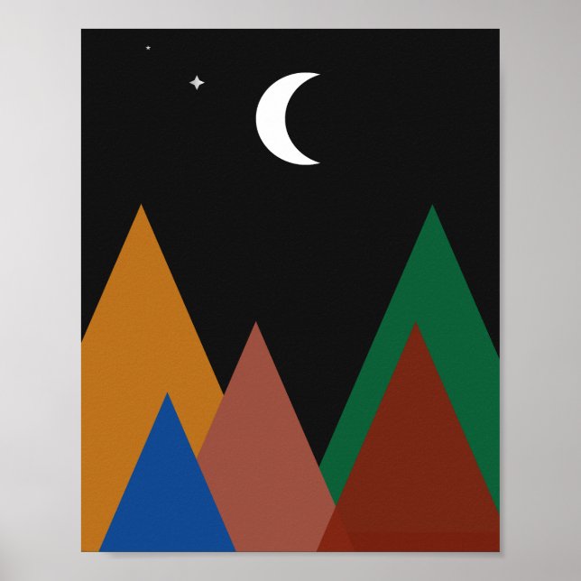 Silent Peaks Under a Crescent Moon Picture Poster (Front)