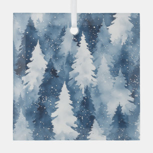 Silent Pines Winter Forest Glass Ornament