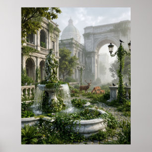 Silent Plaza with Wildlife Poster
