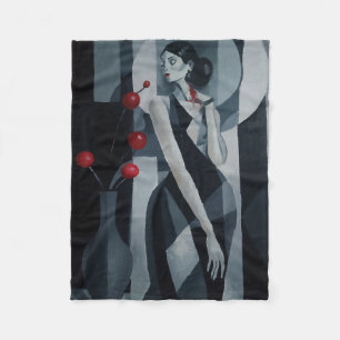 Silent Pulse Art Deco Woman Fleece Blanket