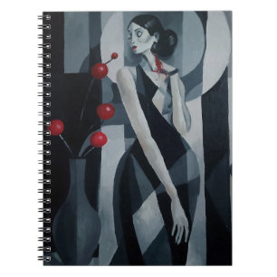 Silent Pulse Art Deco Woman Spiral Notebook