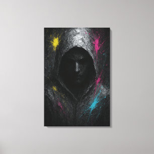 Silent Rebel - Powerful Dark Hooded Canvas Print 