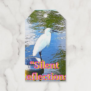 Silent Reflections White Egret Nature Gift Tag