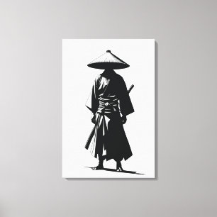 Silent Ronin - Black & White Wall Art Canvas Print