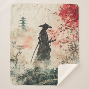 Silent Samurai Crimson Forest (1) Sherpa Blanket