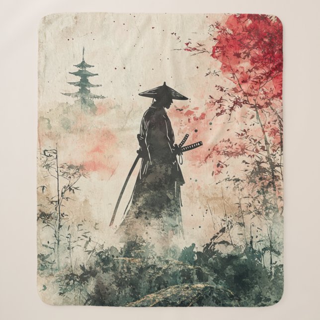 Silent Samurai Crimson Forest (1) Sherpa Blanket (Front)
