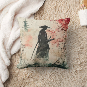 Silent Samurai Crimson Forest (1) Throw Pillow