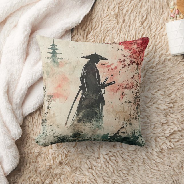 Silent Samurai Crimson Forest (1) Throw Pillow (Blanket)