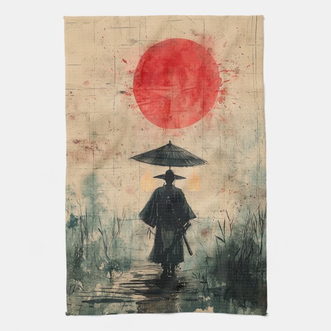 Silent Samurai Crimson Forest (2) Kitchen Towel (Vertical)