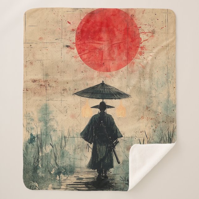 Silent Samurai Crimson Forest (2) Sherpa Blanket (Front)