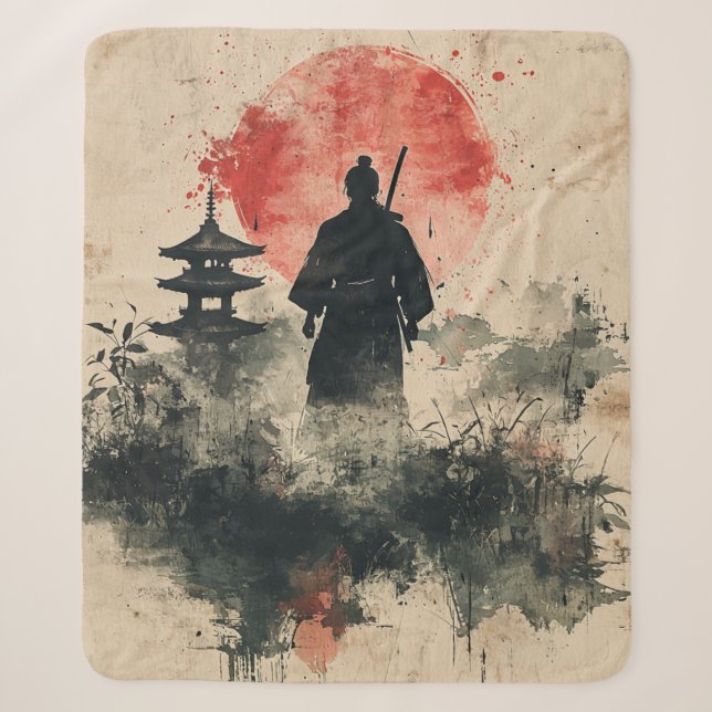 Silent Samurai Crimson Forest (3) Sherpa Blanket (Front)
