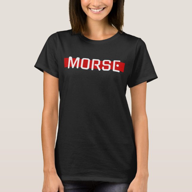 Silent Signal Morse Code Red Line Design T-Shirt (Front)