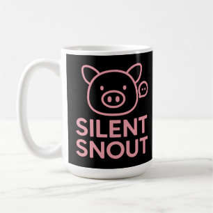 Silent Snout Cute Minimal Pink Pig Design Kawaii A Coffee Mug