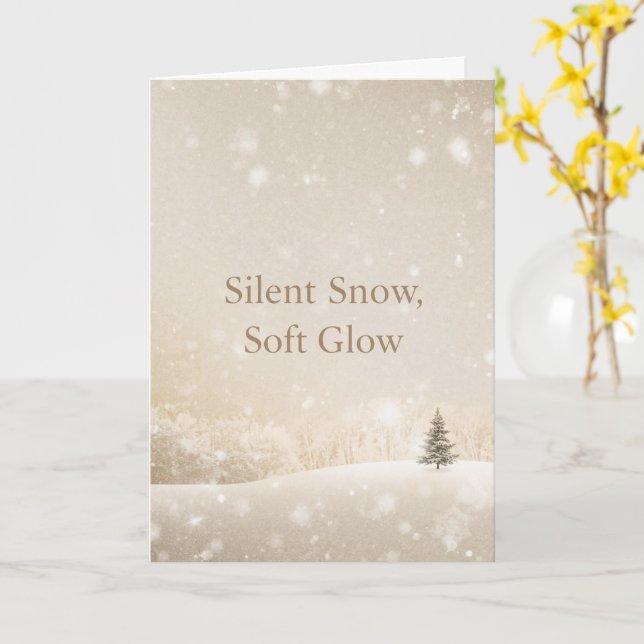 Silent Snow, Soft Glow;Minimalist ElegantChristmas Card (Yellow Flower)
