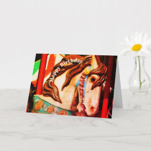 Silent Steed Carousel Horse Art Birthday  Card