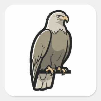 Silent Strength Eagle – Minimal Wildlife Illustrat Square Sticker