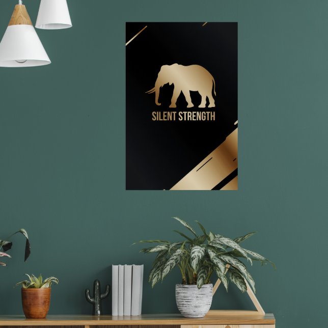 "Silent Strength" Minimalist Elephant Wall Art (Living Room 1)