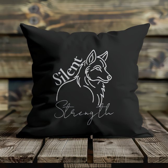Silent Strength Wolf Throw Pillow (Creator Uploaded)