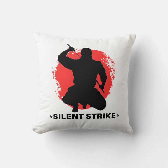 Silent Strike - Ninja Design Throw Pillow (Front)