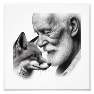 Silent Understanding: Older Man with Fox Wall Art