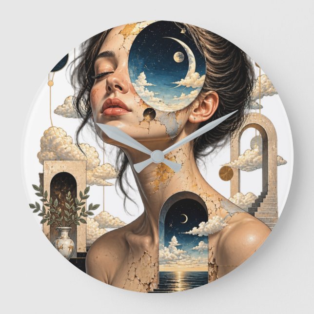 silent wall clock,  large clock (Front)