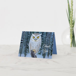 Silent Watch - Northern Winter Woods Grey Owl Thank You Card