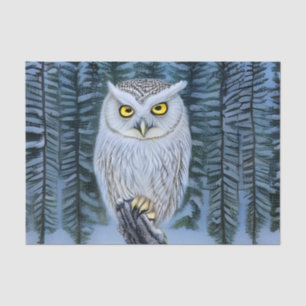 Silent Watch - Northern Winter Woods Grey Owl Tissue Paper