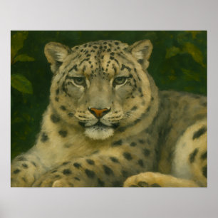 Silent Watcher – Snow Leopard in Forest Light Poster