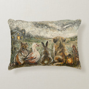 Silent Watching Whimsical Farmhouse Animals  Accent Pillow