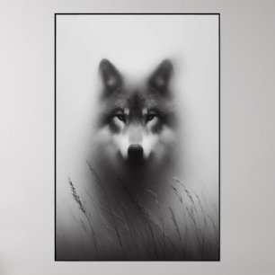 Silent Wolf Beneath Pale Light Poster