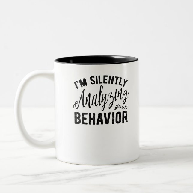 Silently Analyzing Your Behaviour Two-Tone Coffee Mug (Left)