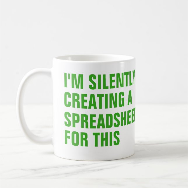 Silently creating a Spreadsheet for this Coffee Mug (Left)