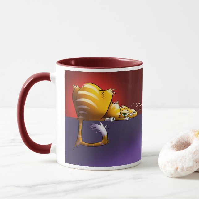 SILENTLY JUDGING YOU - CAT by Jeff Willis Art Mug (With Donut)