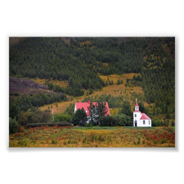 Silfrastadakirkja Church in Iceland Photo Print (Front)