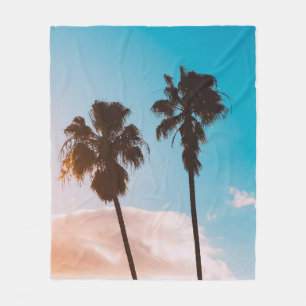 Silhoette of palm tree fleece blanket