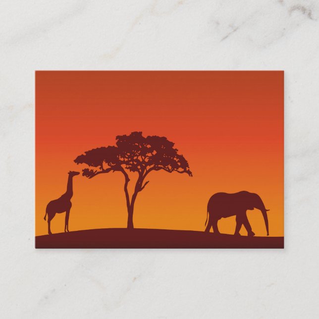 Silhouette africaine de safari - carte de visite (Devant)
