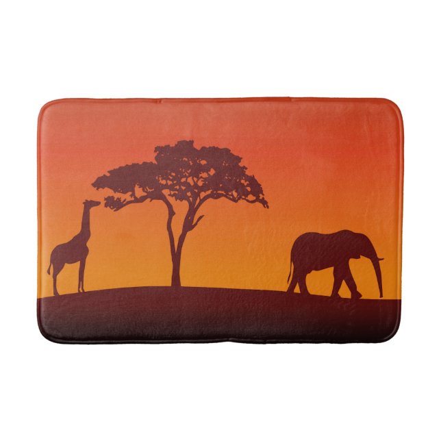 Silhouette africaine de safari - tapis de bain (Devant)