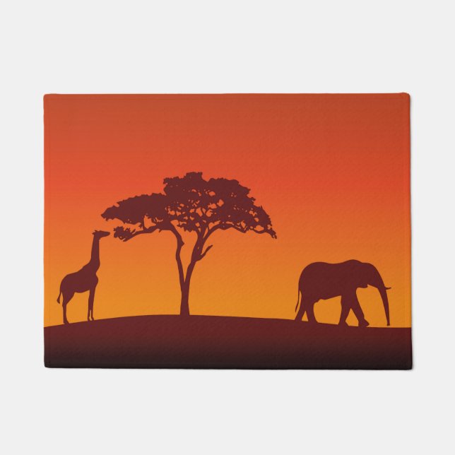 Silhouette africaine de safari - tapis de porte (Devant)