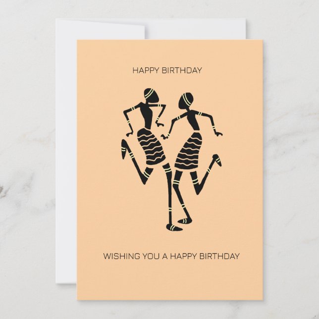 Silhouette African Art, Awesome Joy Dance Birthday Card (Front)
