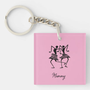 Silhouette African Art Celebration Dance Mummy Keychain