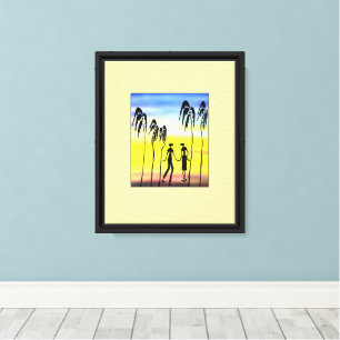 Silhouette African Art, Colourful Love Canvas Print