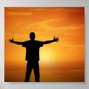 Silhouette against the sun poster