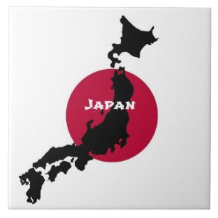 Silhouette and Flag of Japan Tile