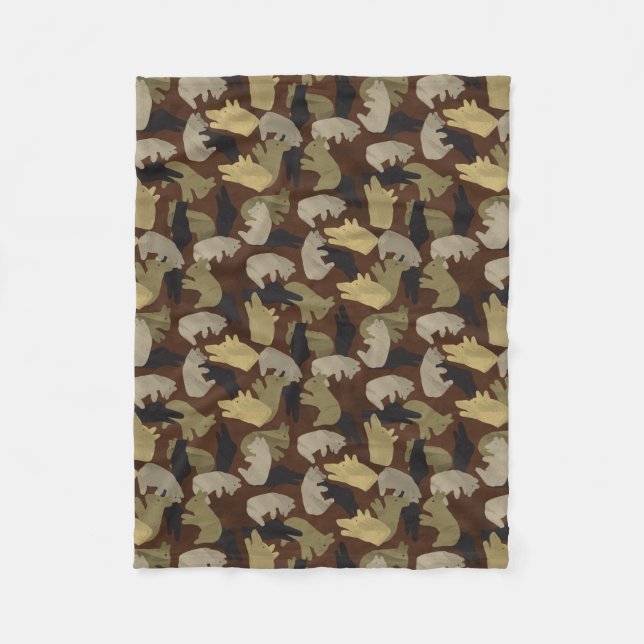 Silhouette Animal Camouflage Brown Fleece Blanket (Front)