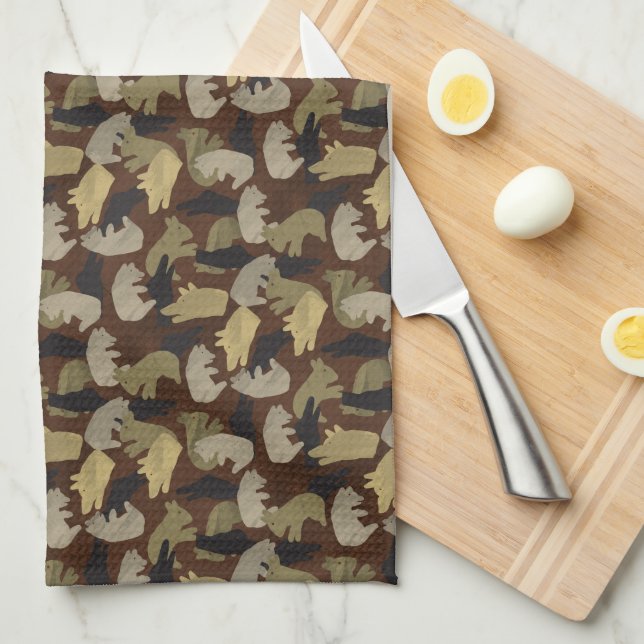 Silhouette Animal Camouflage Brown Kitchen Towel (Quarter Fold)