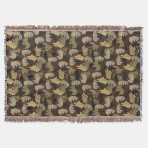 Silhouette Animal Camouflage Brown Throw Blanket