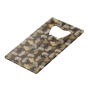 Silhouette Animal Camouflage Brown Wallet Bottle Opener