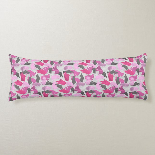Silhouette Animal Camouflage Pink Body Pillow (Front)