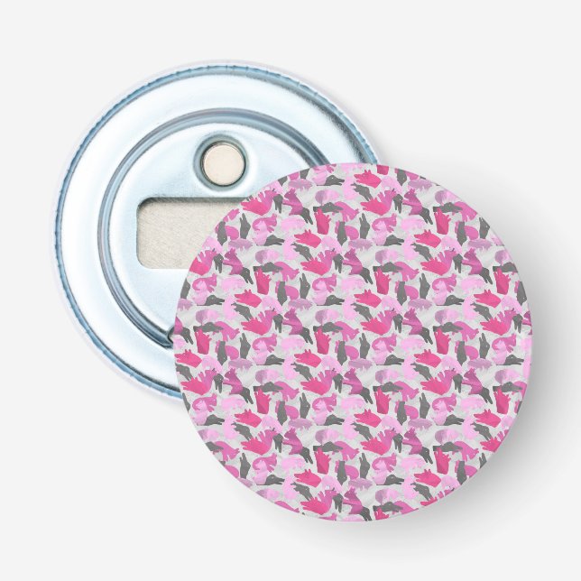 Silhouette Animal Camouflage Pink Bottle Opener (Front)
